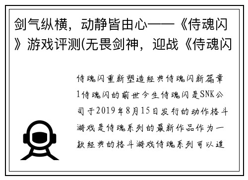 剑气纵横，动静皆由心——《侍魂闪》游戏评测(无畏剑神，迎战《侍魂闪》——游戏评测续写)